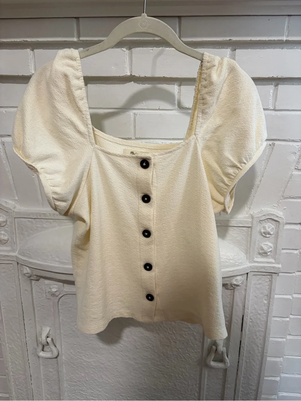 Madewell Cream Puff-Sleeve Button-Front Women's Top